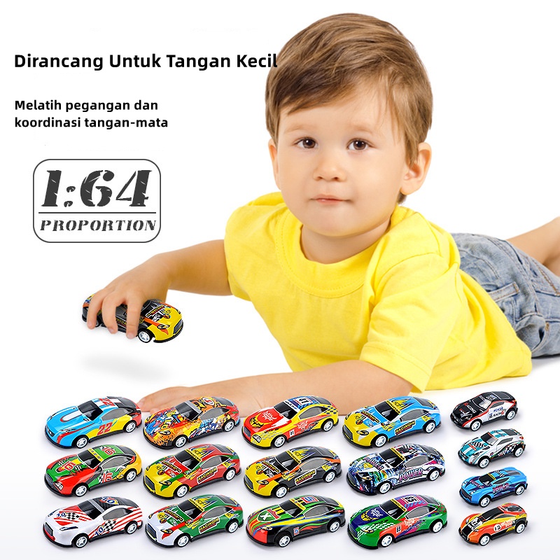 Mainan Anak Mobil Mini Pull Back Bahan Alloy Racing Mini Car Kids Toys Toddler Toys WJ10