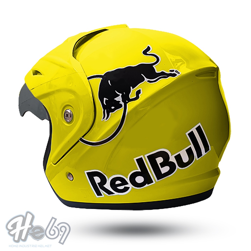 Helm Half Face JP5 Red Bull / Helm Dewasa Pria Dan Wanita SNI