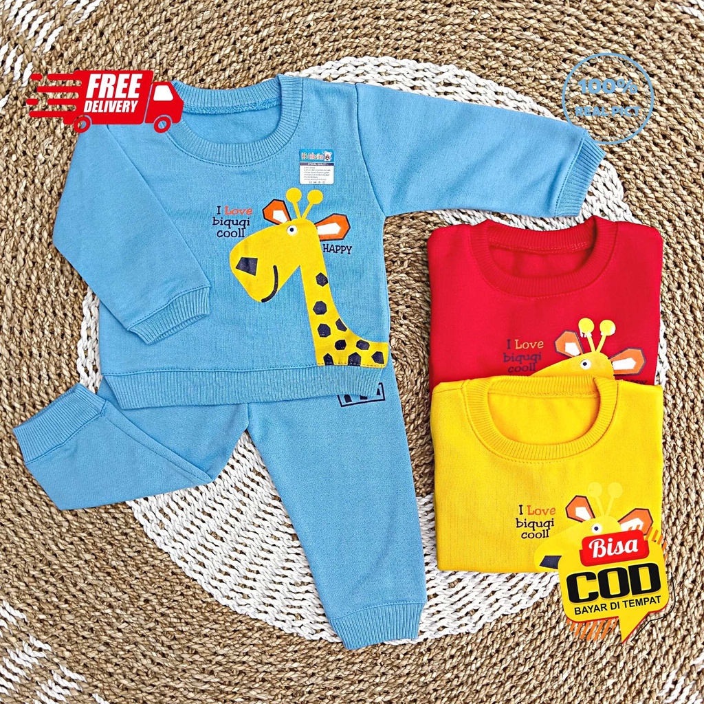 Setelan Jaket Bayi Anak 3 - 18 Bulan HB Collection, Setelan Sweater Anak GIRAFFE I LOVE