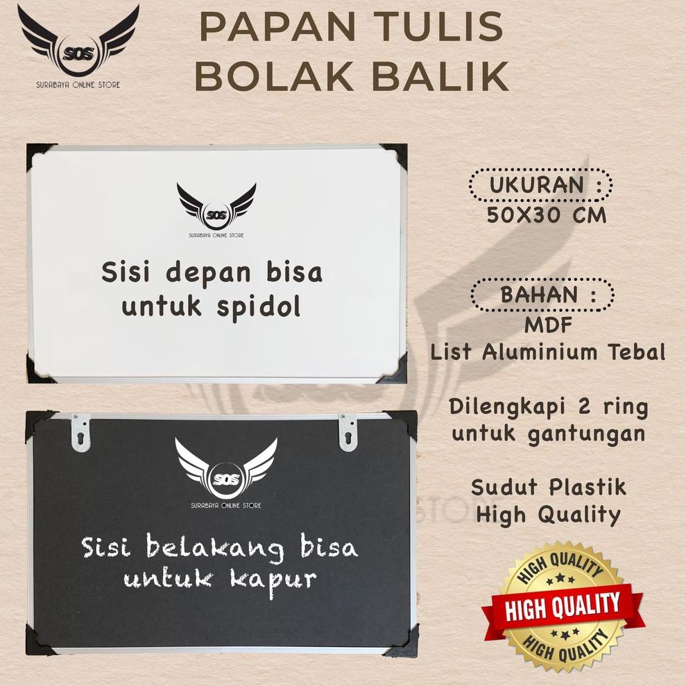 

[SFM82] Whiteboard / Papan Tulis Gantung Spidol dan Kapur Dua Sisi Ukuran (20x30) (30x50) (40x60) / Papan Tulis Besar Kecil bhacu