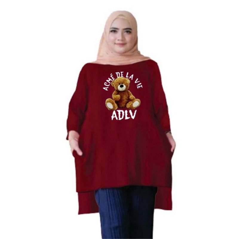 Atasan Baju Tunik Kaos Wanita Oversize LD 130 Cm Terbaru 2023 Viral Gambar DTF Bahan Kaos Babyterry . Atasan Baju Wanita Santai Tunik Wanita Dewasa Cewek Jumbo Kekinian Murah Big Size Teddy Bear