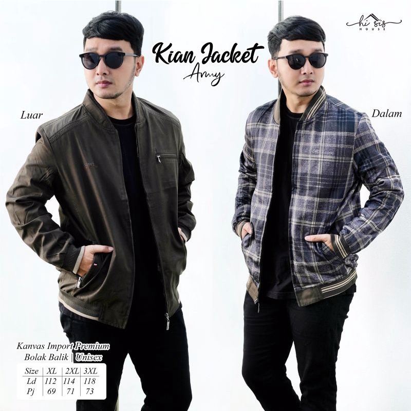 KIAN JACKET // IBAD JACKET UNISEX HI SIS HOUSE | Jacket Bolak Balik | Kanvas Import Premium