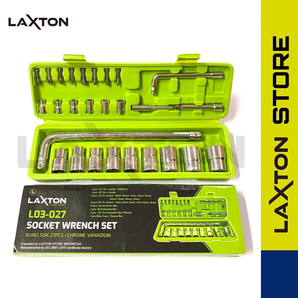 LAXTON kunci sok shock set motor socket 27 pcs L03-027 MURAH LARIS