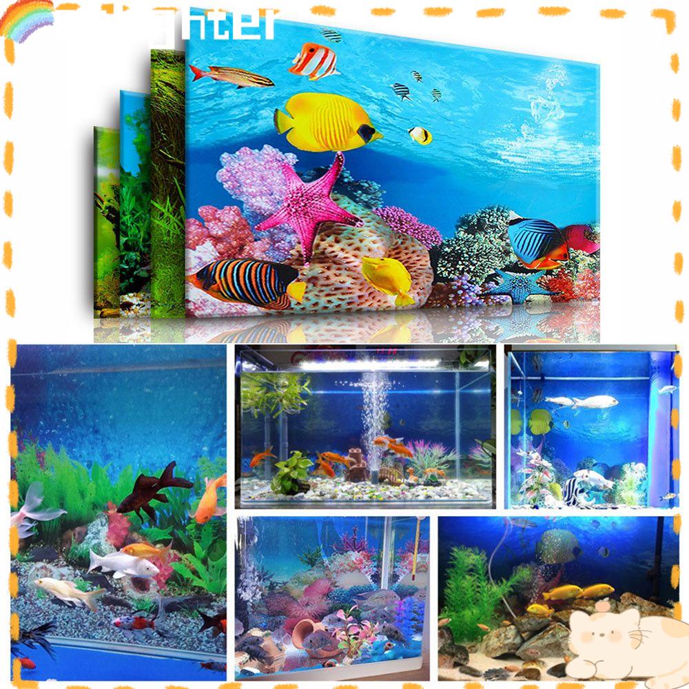 Solighter Stiker Latar Belakang Aquarium 3D Bawah Air Backdrop Wallpaper Pemandangan Poster