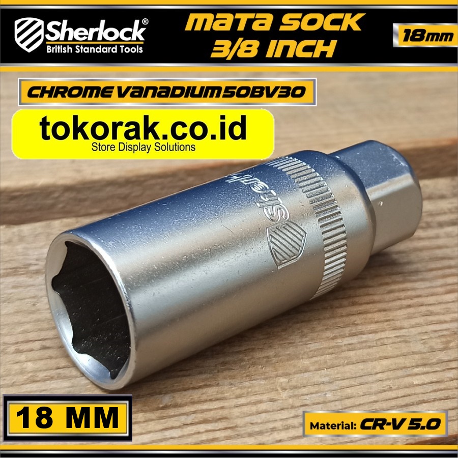 SHERLOCK MATA SOCK KUNCI BUSI 18 MM X 3/8 INCH SPARK PLUG SOCKET 3/8&quot;