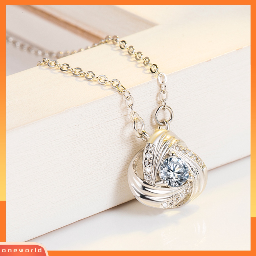 [ONE] 2pcs/set Kalung Anting Set Kepribadian Glitter Indah Berputar Kelopak Klavikula Rantai Stud Anting Perhiasan Aksesori