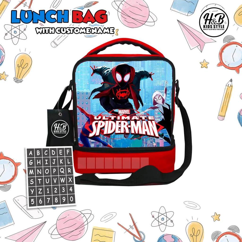 Tas Lunch Bag with stiker nama by HNB kids