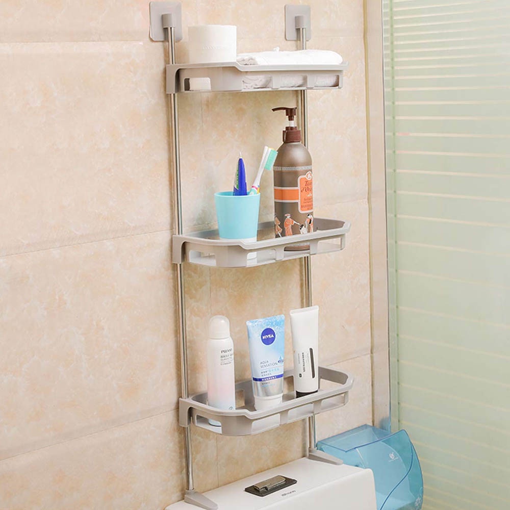 Rak 3 Layers Toilet Multifunctional Rack Kamar Mandi 3 Susun - Rak Serbaguna Tempat Organizer Sabun Shampo Tissue Kop Tempel Tanpa Paku R399