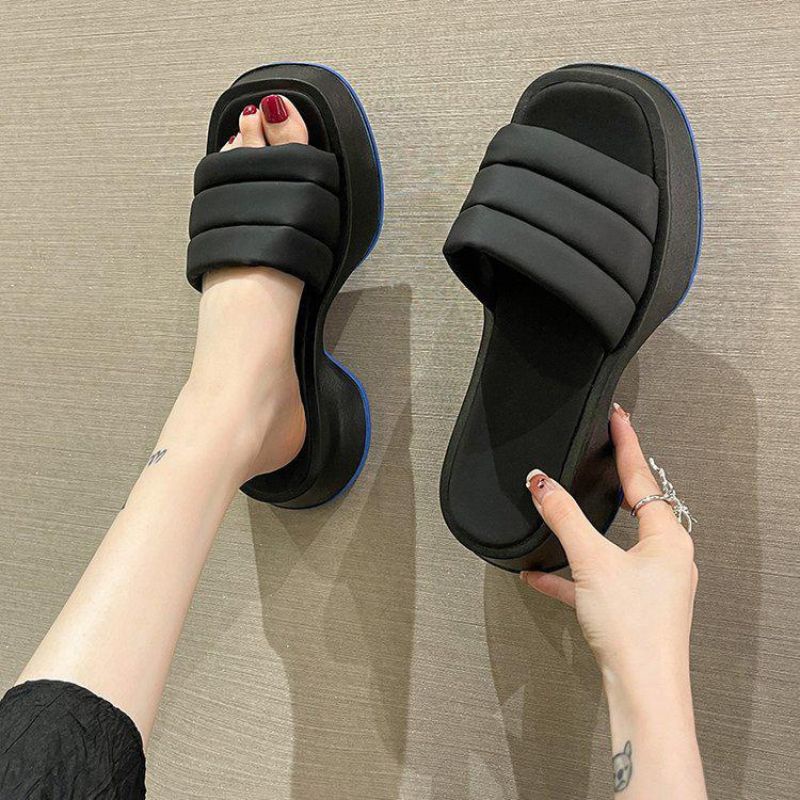 2113 Sandal wedges wanita import sandal slip on korean style kekinian