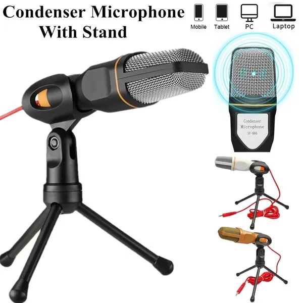 Desktop Condenser Microphone with 3.5mm Stereo Plug &amp; Tripod