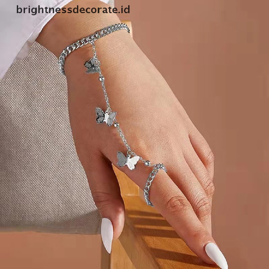 [Birth] Gelang Kupu-Kupu Wanita Vintage Rantai Sederhana Butterfly Charm Finger Bracelet [ID]