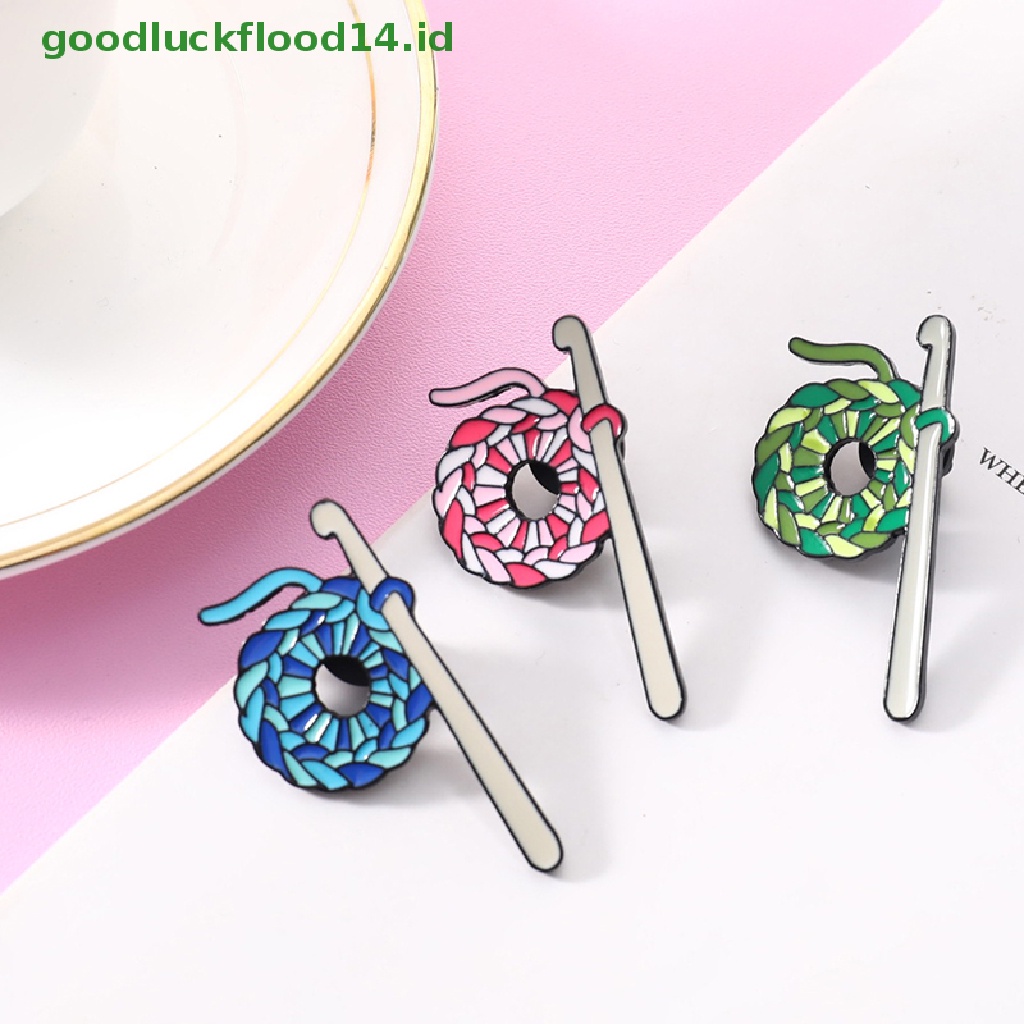 [GOOGFOUR] Knitg Wool Ball Crochet Hook Enamel Bros Sweater Badge Knitter Lapel Pin [Atasan]