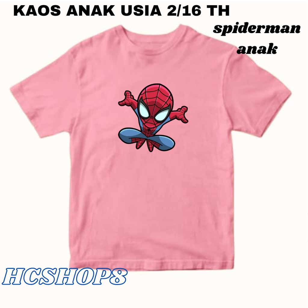 Kaos Anak Laki Laki Baju Anak Perempuan Logo Spiderman Warna Usia 2-16 Tahun Unisex