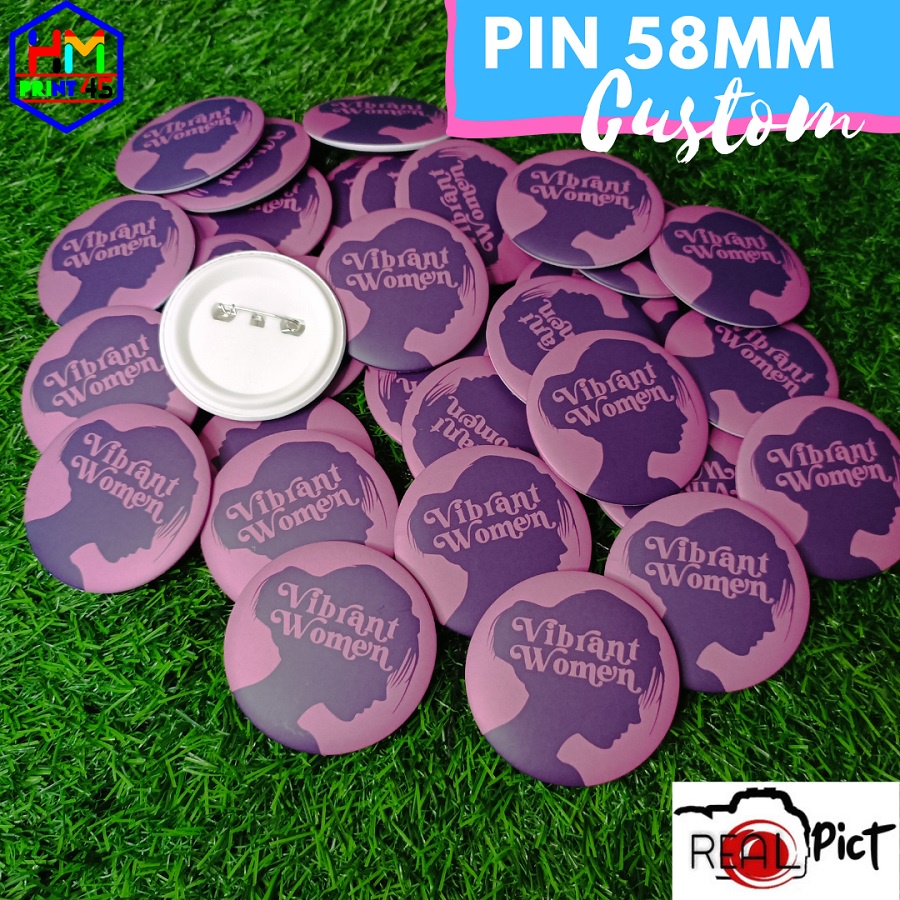 Cetak Pin Peniti Custom 58 mm Putih termurah / Pin Peniti Custom semua desain