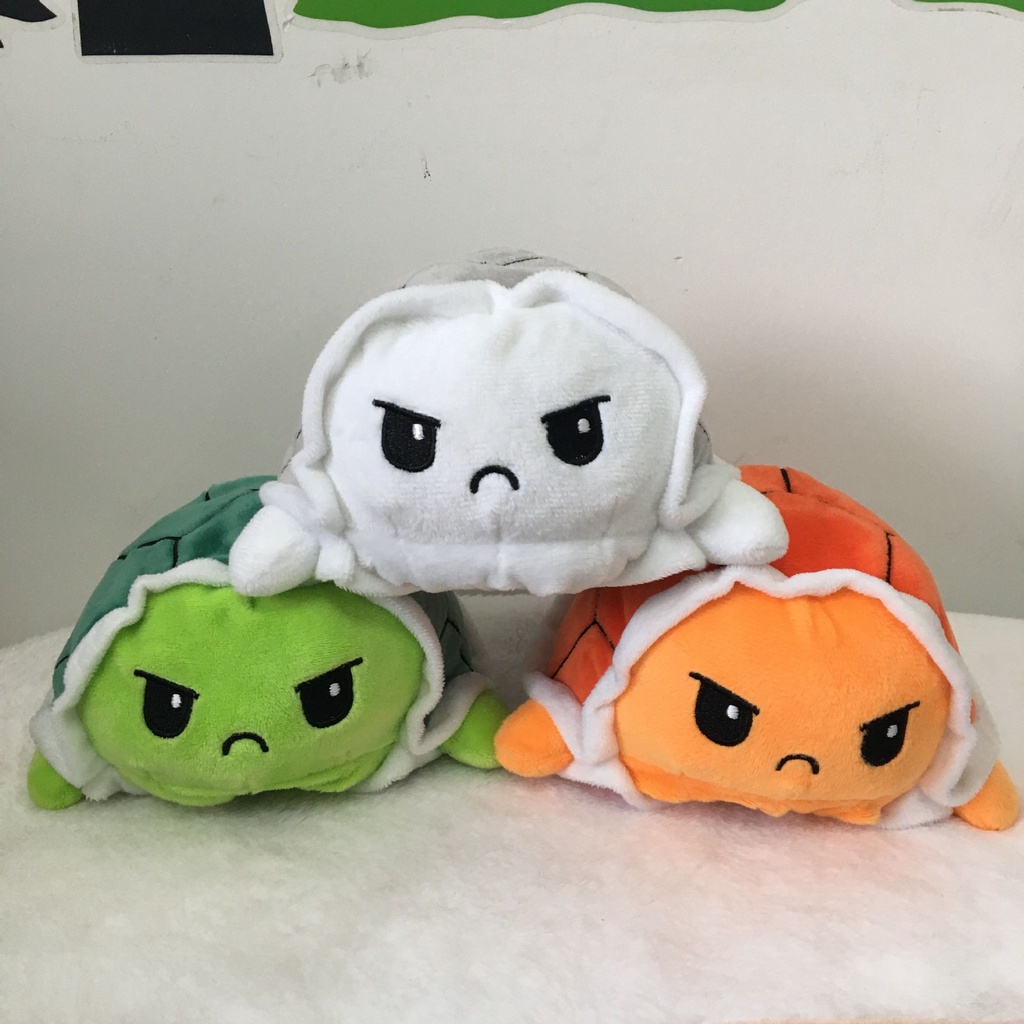 Plush Flip Turtle Toy Stuffed Angry Happy Toys Lembut Dua Sisi Hadiah Lucu