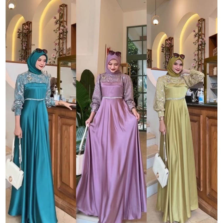 NEW- SHINEE SILK PREMIUM DRESS WANITA KONDANGAN BRIDESMAID DRESS SATIN