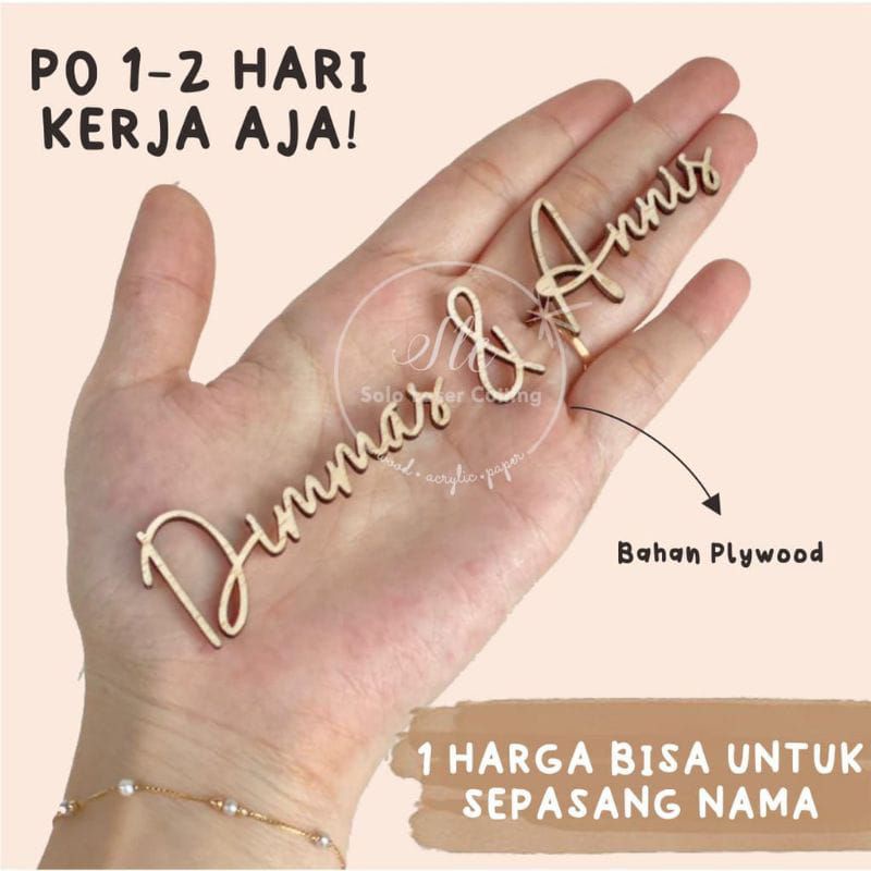 custom dekorasi mahar laser/ukiran nama kayu