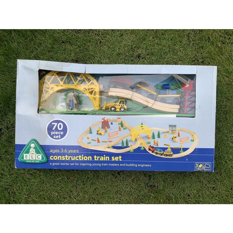 Mainan anak kayu ELC Construction Train Set isi 70pcs