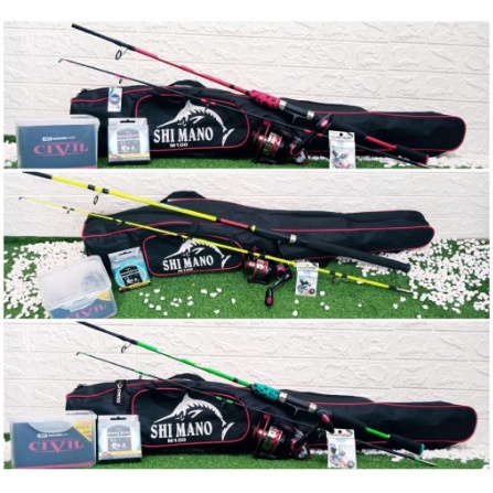 Pancing Set Pancing Laut Maguro 8000 Joran Fiber Solid Lengkap Dengan Tas