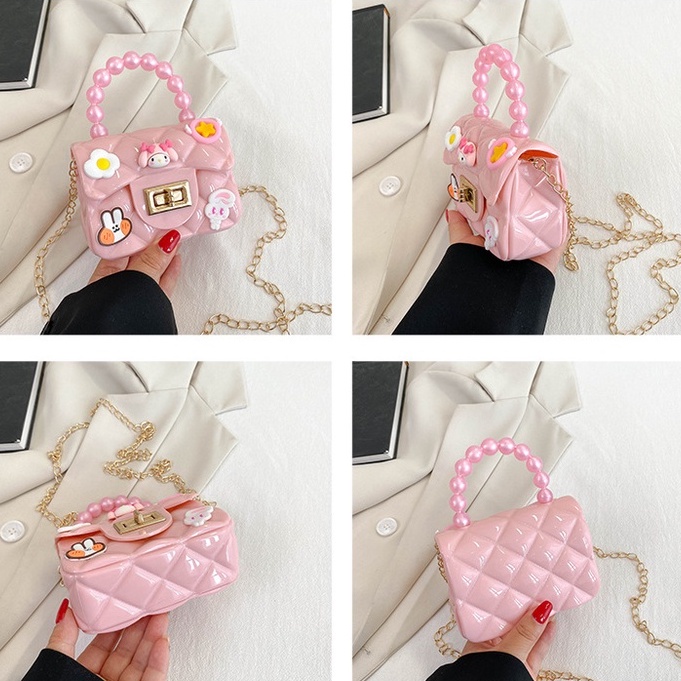 Tas Jelly Mini Mutiara Motif KARTUN  3D / Jelly Mini Bag Korean Fashion - 91011