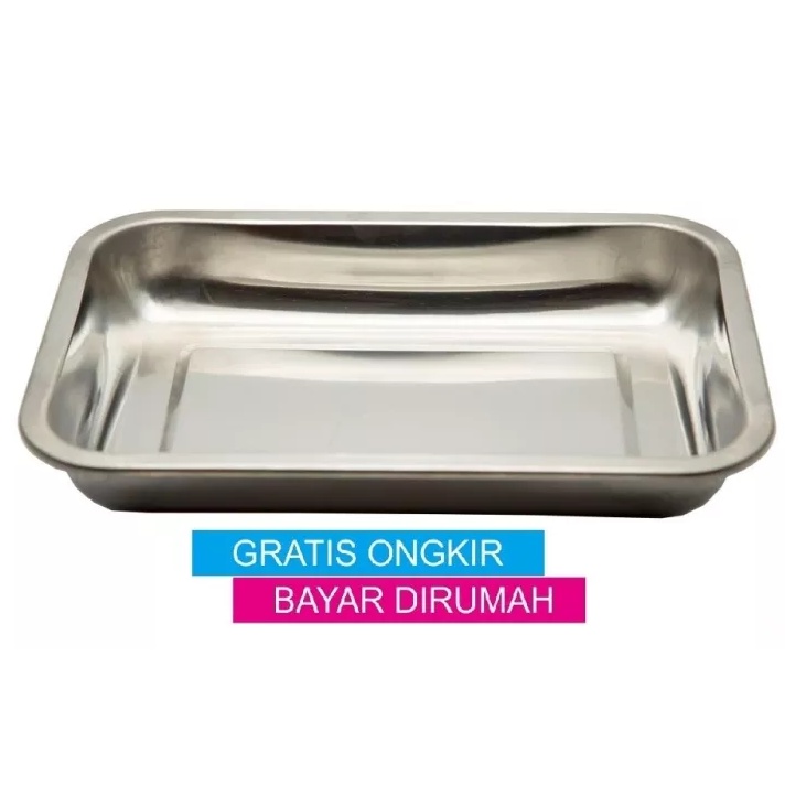 [BISA COD] PROMO Nampan Stainless Tebal Dalam Awet Berkualitas Murah Baki Stainless Tatakan Saji Tempat Sayur Wadah Makanan Alat Saji Penyaji Baking Tray Loyang Baki Kotak Nampan Kotak Harga Terjangkau