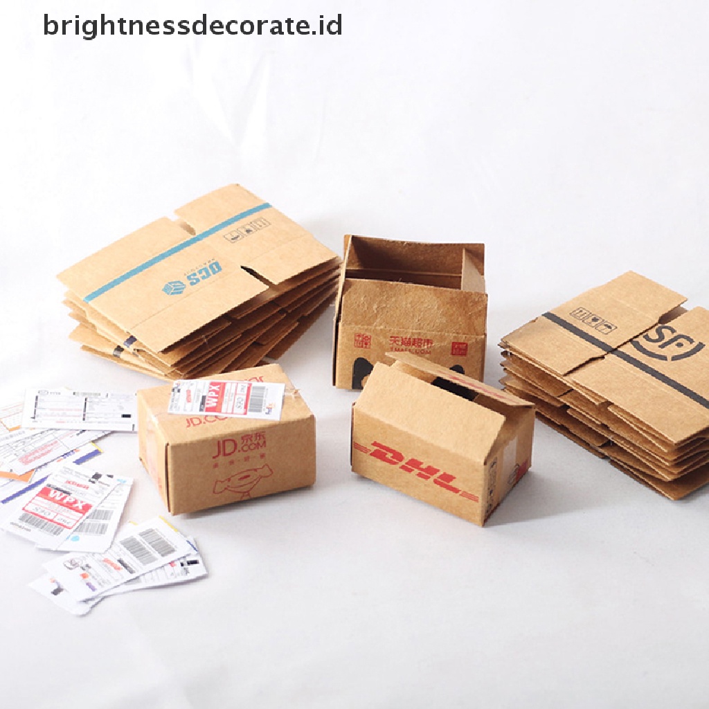 [Birth] 1set Karton Mini Karton Express 1: 12rumah Boneka Miniatur Express Box Dekor Mainan [ID]