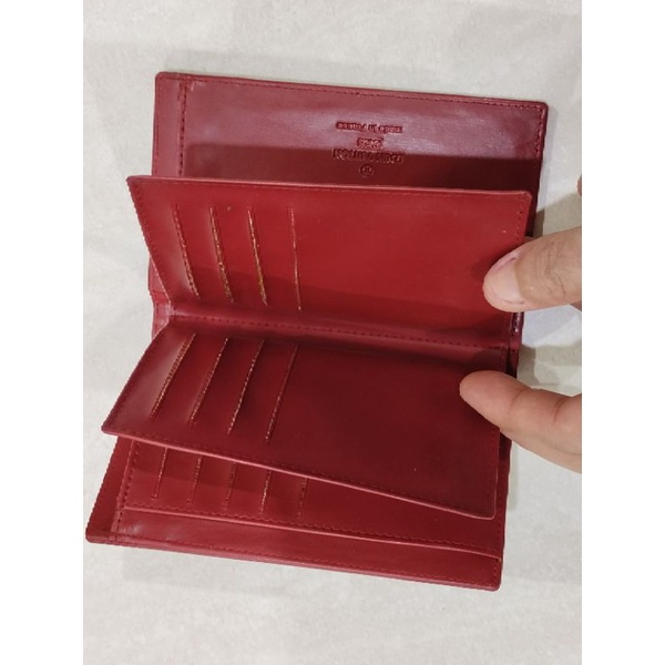 Dompet kancing pendek lipat merah lokal