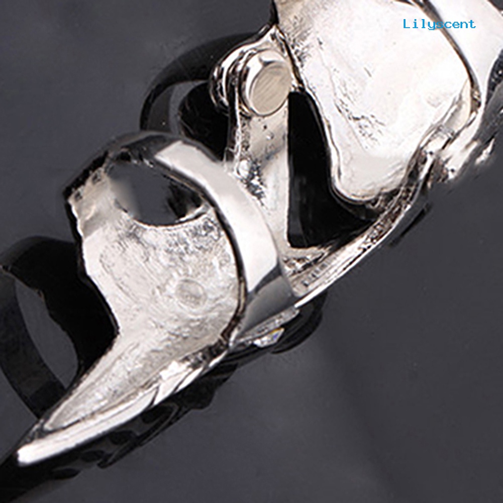 [LS] Fashion Pria Gothic Punk 2steps Skull Joint Knight Finger Cincin Baja Titanium