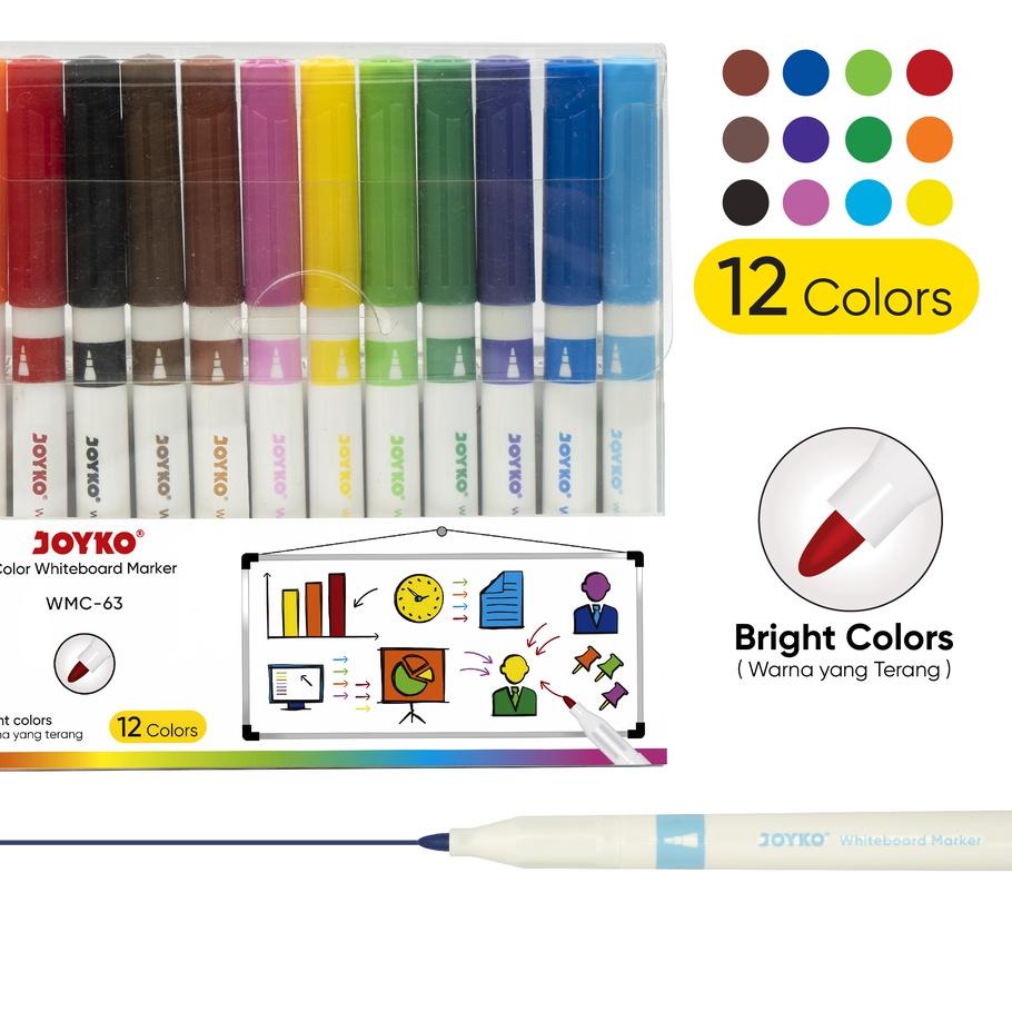 

Klik Beli Spidol Warna Papan Tulis Color Whiteboard Marker Joyko WMC-63 12 Warna 44F+