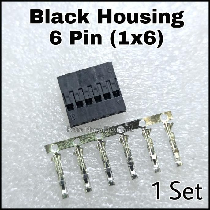(1 Set) Black Housing 6p 2.54mm Konektor Hitam Dupont Female 1x6 6pin putr4n14 Ayo Beli
