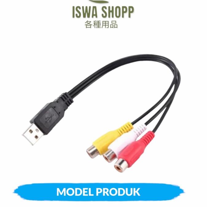 (Iswashopp) USB MALE PLUG TO 3 RCA FEMALE ADAPTER AUDIO VIDEO AV HDTV