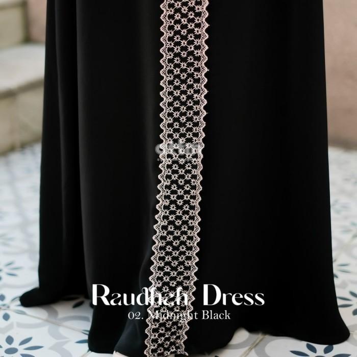 Dress Raudhah Attin Gamis Polos Aksen Renda Original New