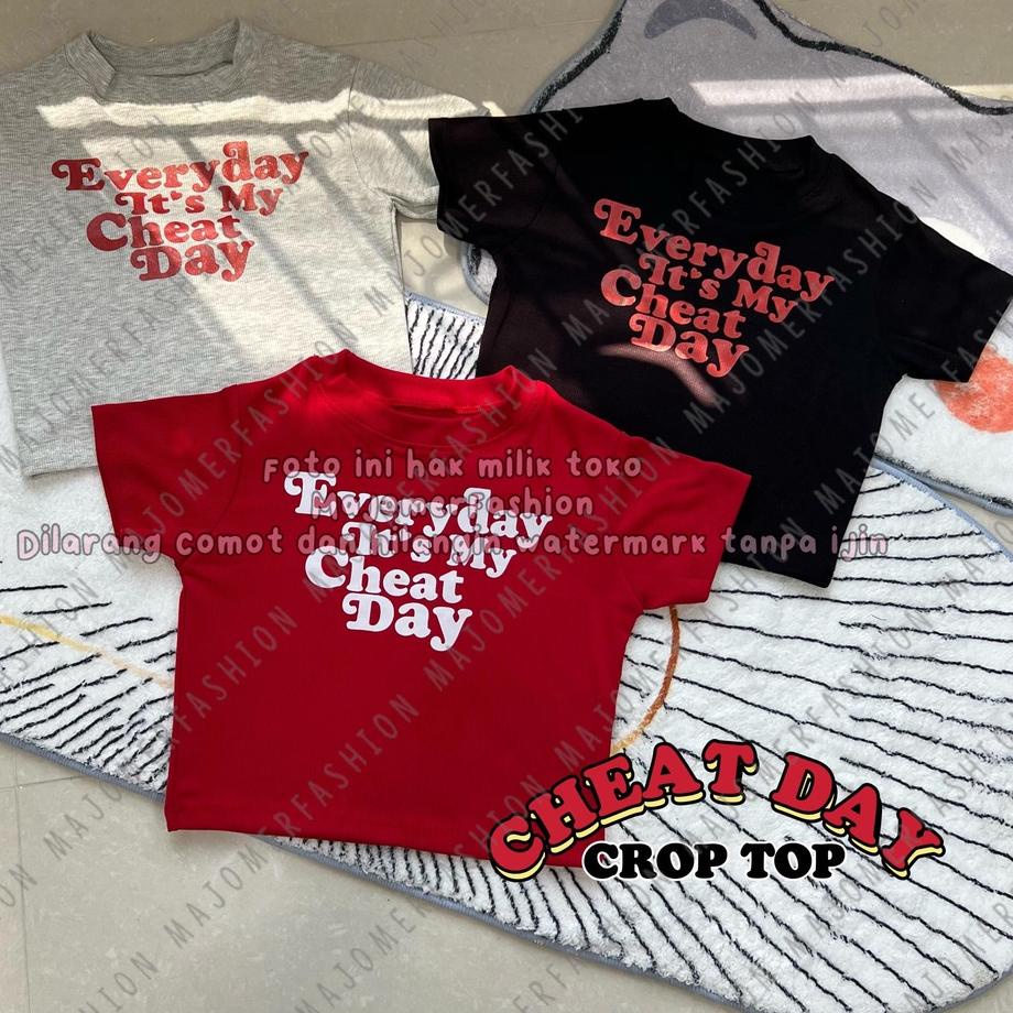 Star Seller MAJOMER ® | CHEAT DAY CROP TOP - KAOS RIB Ⓝlue❁