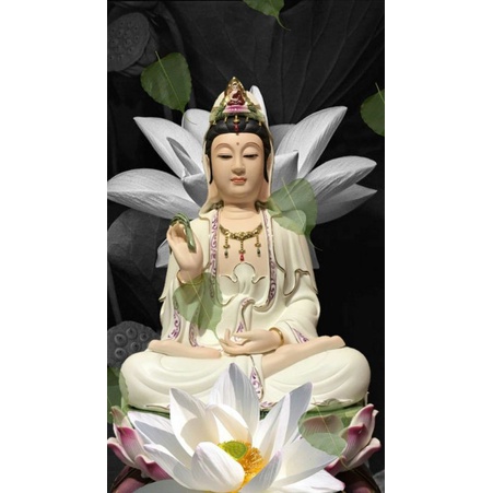 Poster cetak Patung Dewi Kwan Im, Lukisan cetak Dewi Kwan Im untuk dekorasi ruangan dan hiasan dindi