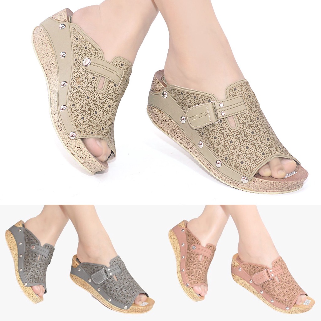 Sandal Wedges Wanita Slop / Selop Sendal Casual Murah RGZ01