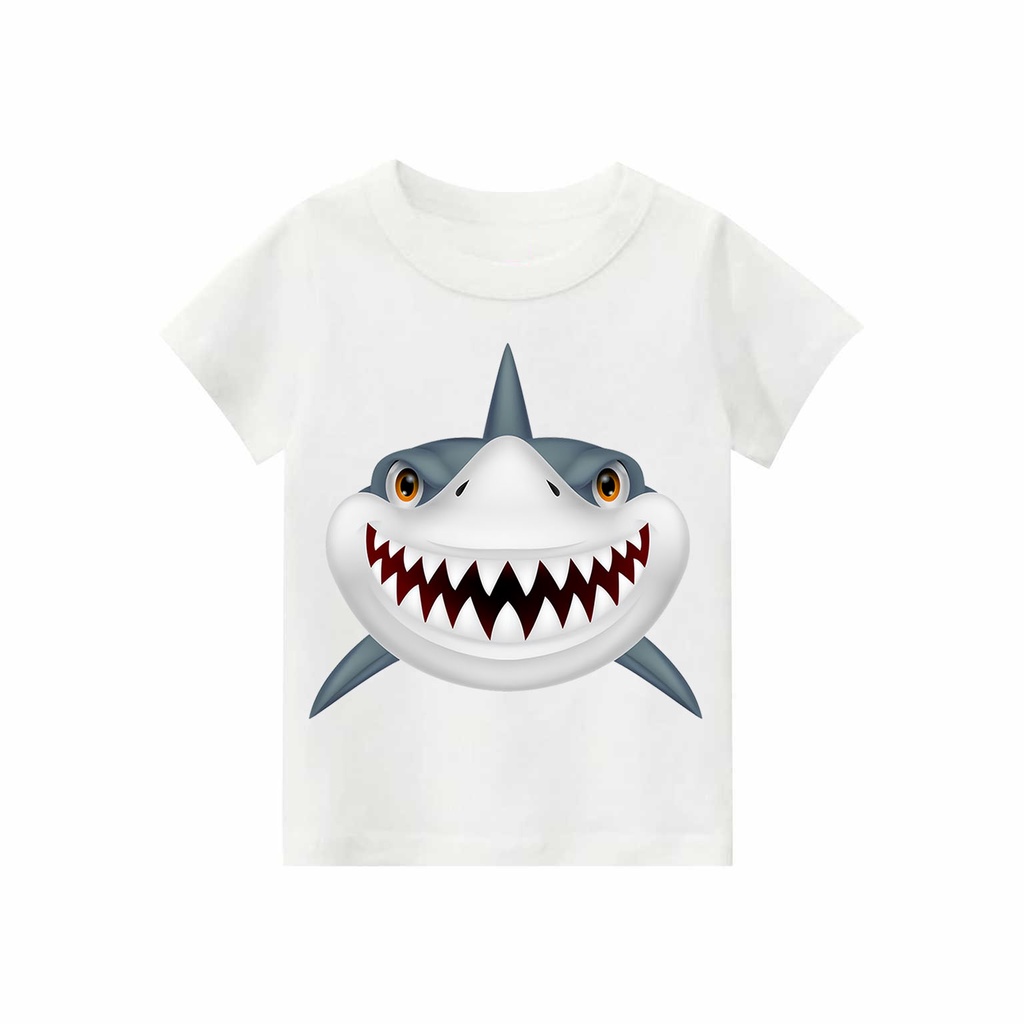 Kaos Anak laki-laki &amp; perempuan motif Shark | kaos combed 30s printing | Kaos Distro anak