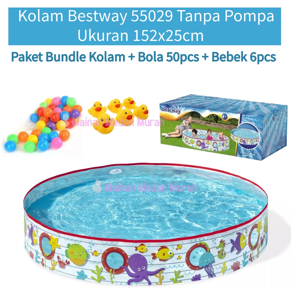 Mainan Murah Medan - Bestway 55029 Kolam Renang Anak 152 x 25 Cm Tanpa Perlu Di Pompa