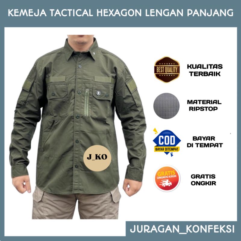 Kemeja Tactical PDL Lapangan Lengan Panjang - Baju Tactical PDL Lapangan Premium Costum Bordir