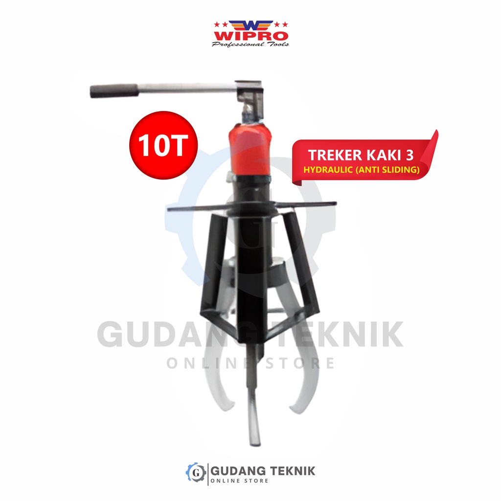 Treker Kaki 3 HYDRAULIC 10 T Anti Sliding WIPRO RED / Traker 3 Kaki 10 Ton WIPRO RED - Gear Puller 3 Jaw Hidrolik Anti Sliding WIPRO RED