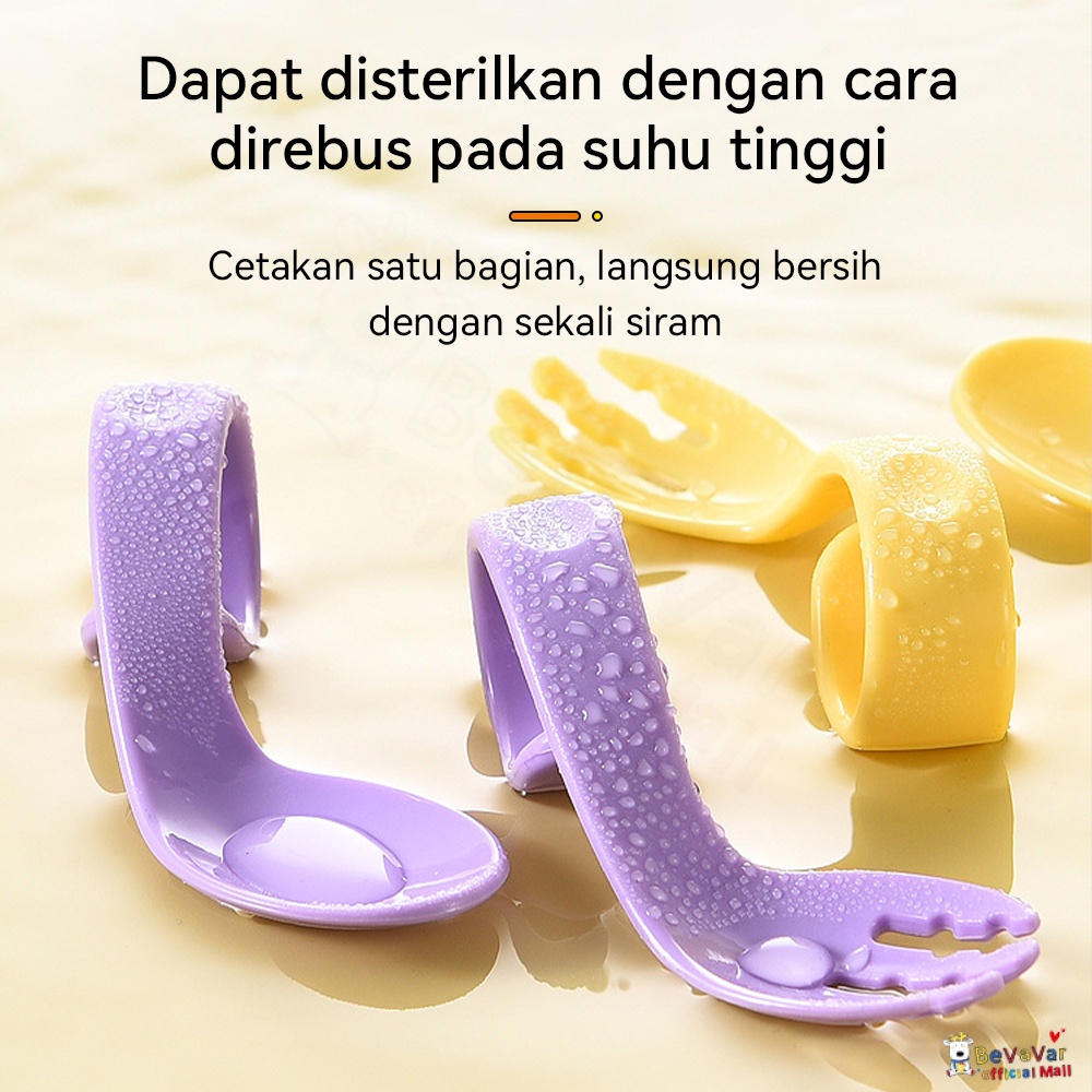 BEVAVAR 2Pcs/Set Training Spoon And Fork Sendok Garpu Makan Anak Bayi Alat Makan Anak