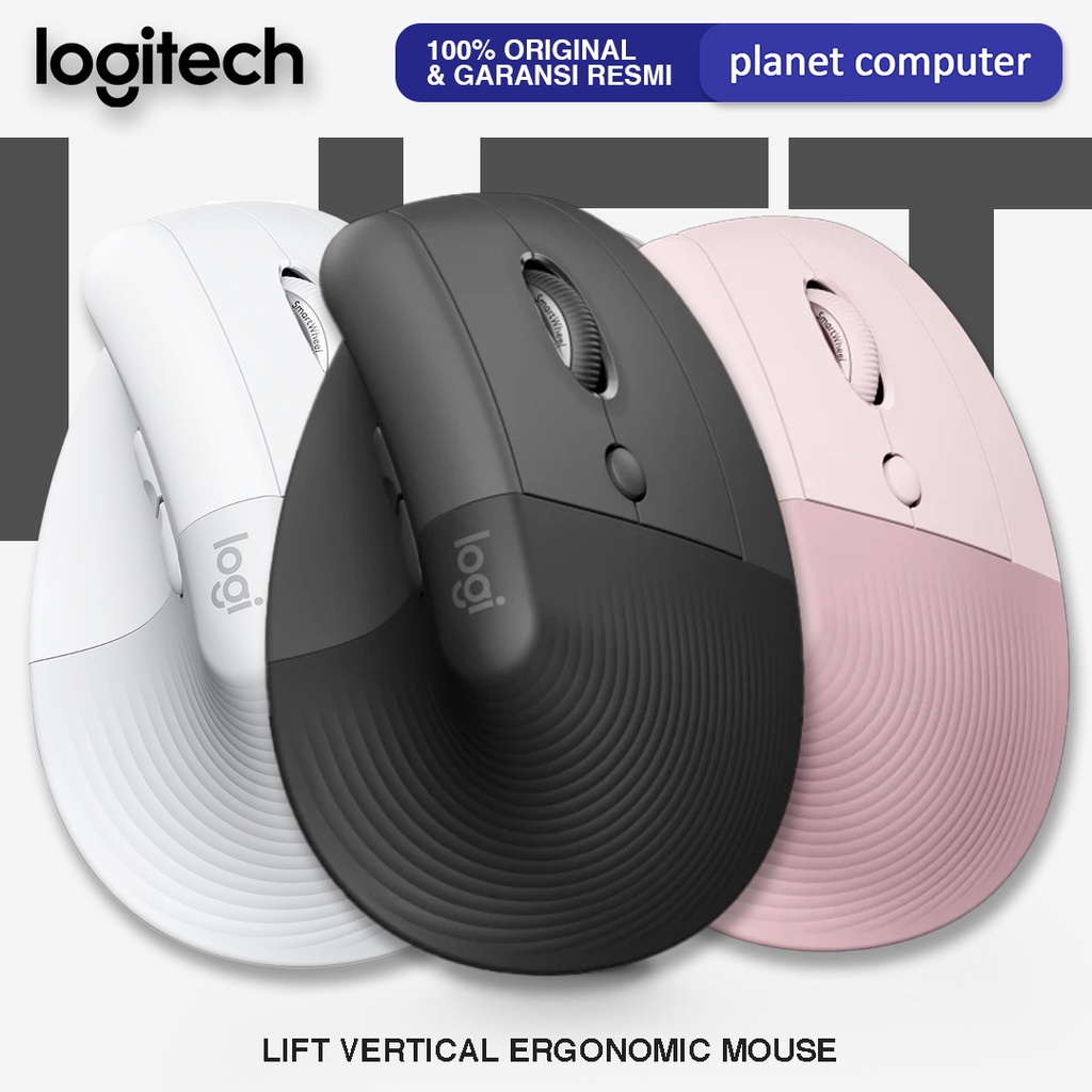 Logitech LIFT Mouse Ergonomic Vertical Wireless Bluetooth Silent Resmi