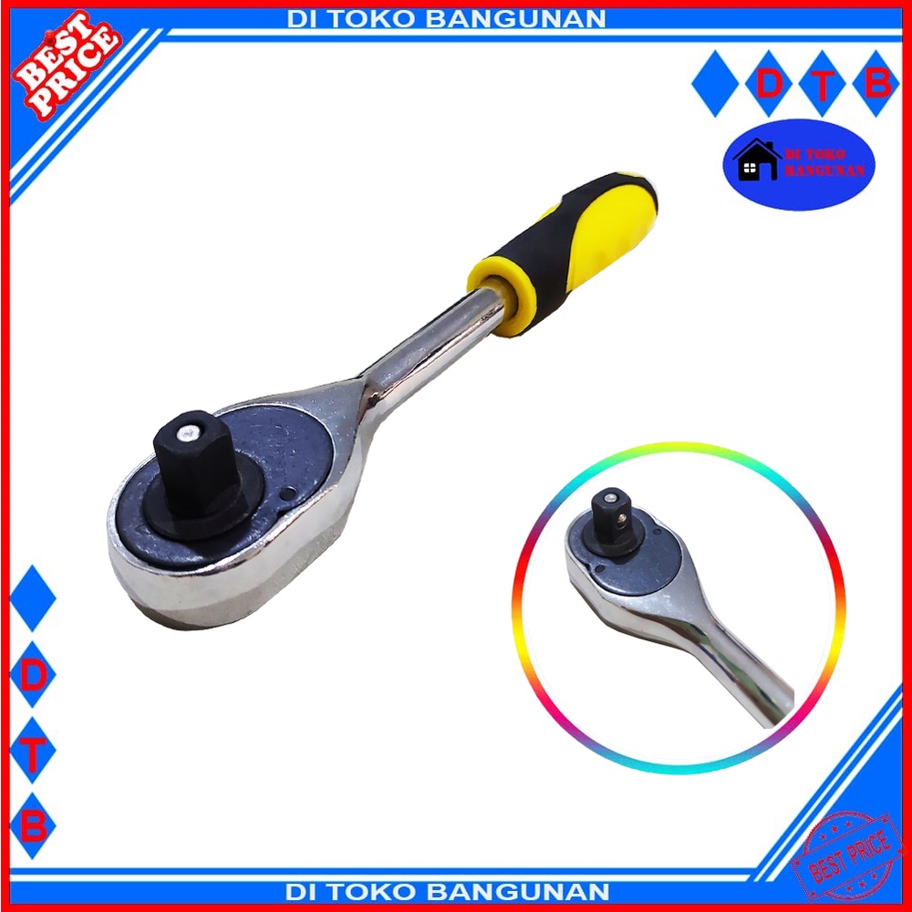 Gagang Rachet 1/2 Inch kunci Sok Rachet Puter Chrome Vanadium