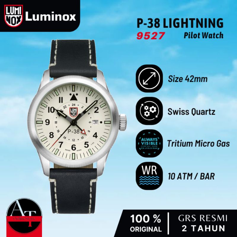 Jam Tangan Luminox 9527 P-38 Lightning Air Pilot Watch ORIGINAL