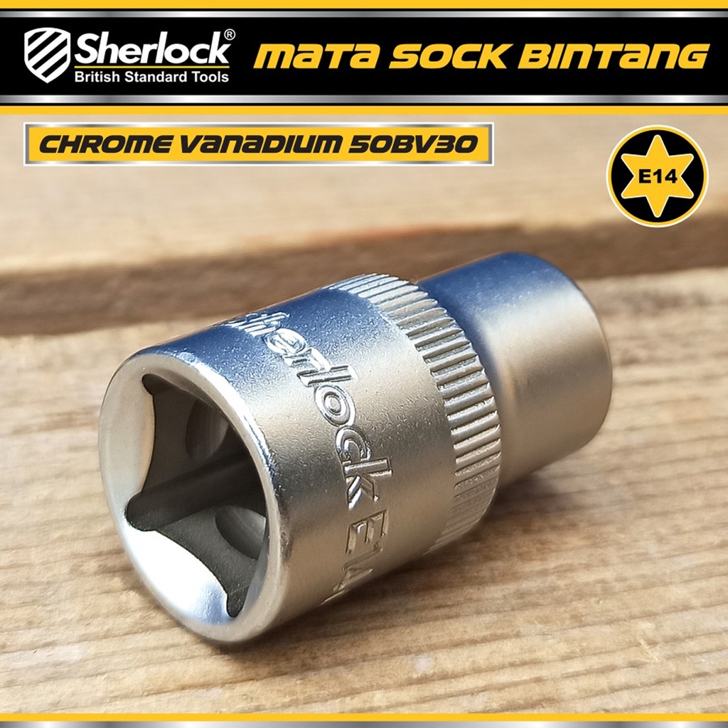 Kunci Shock Bintang Sok E14 1/2 inch Drive Star Socket Sherlock