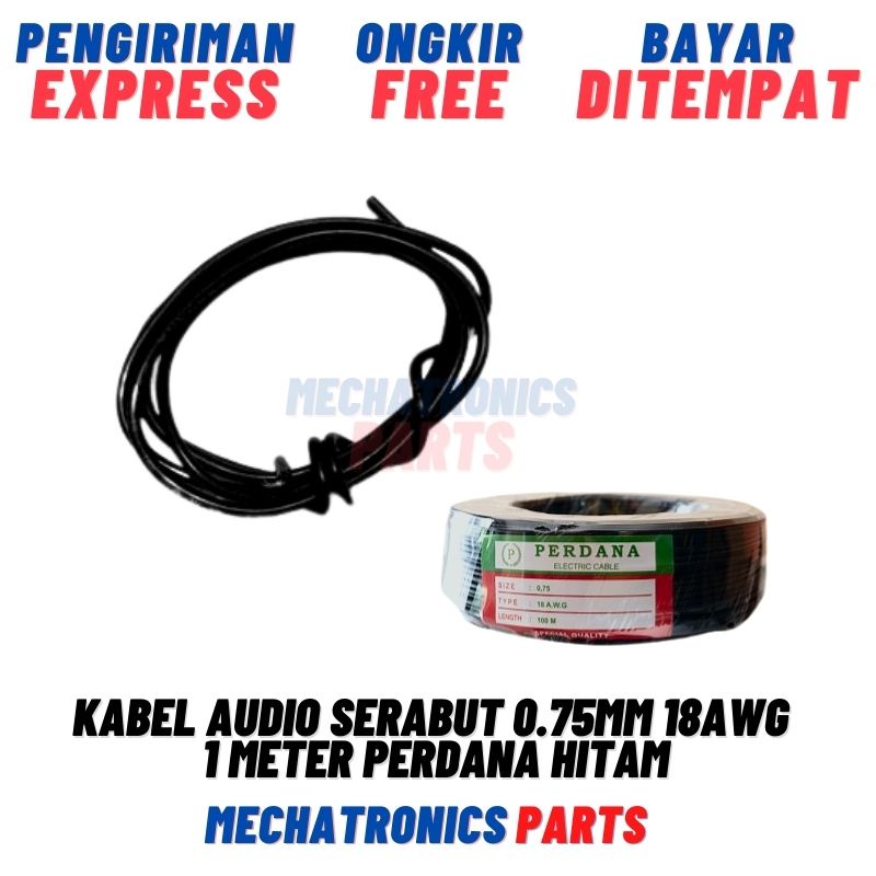[DEV-9502] KABEL AUDIO SERABUT 0.75MM 18AWG 1METER PERDANA HITAM