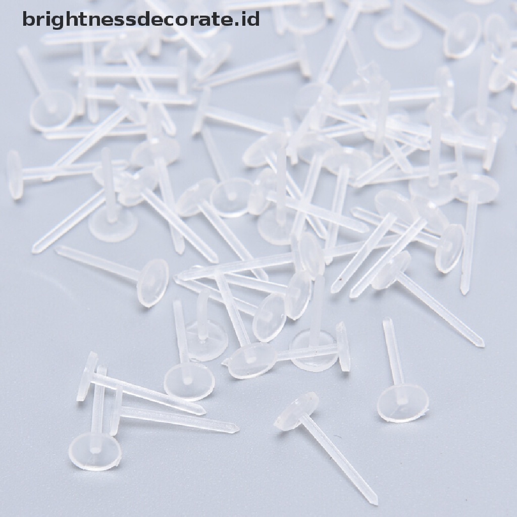 [Birth] 500pcs/lot Plastik Kosong Datar/Cup Stud Earring Pin Pad Anting Membuat Perhiasan [ID]