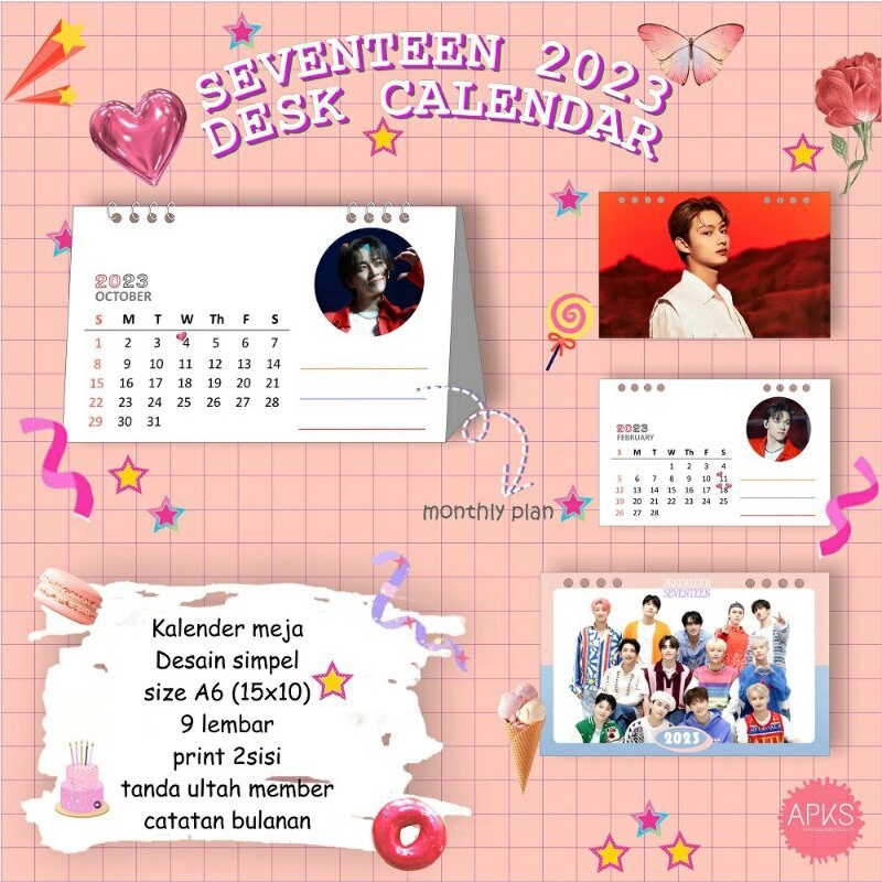 

2023 Seventeen Desk Calendar Kalender Meja Postcard Decowall Svt Mingyu