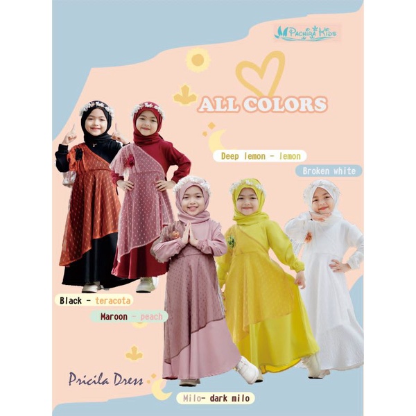 Gamis Pricilia dress by Pachira kids /dress pricilia pachira size 6-10 tahun / pricila dress pachira kids nablfashion