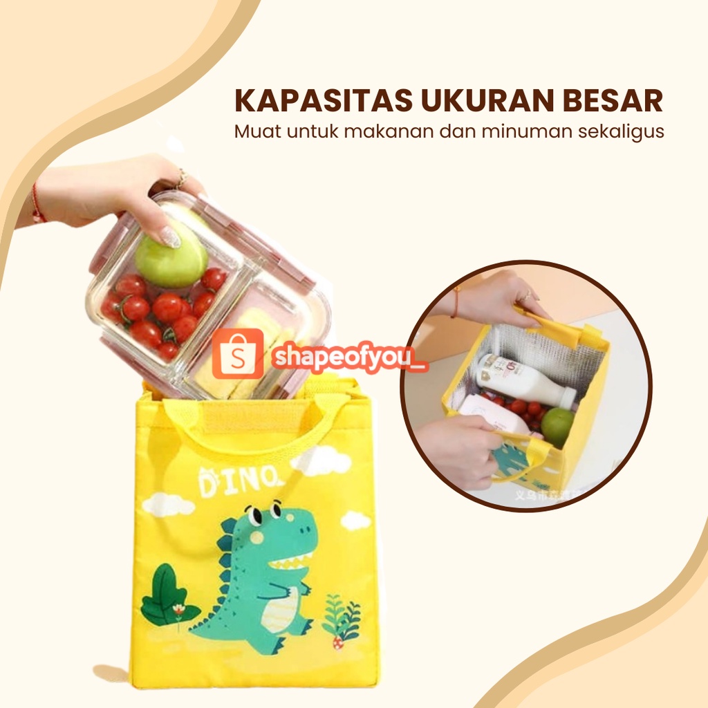 Tas Bekal Makanan Anak Lunch Bag Karakter Alumunium Foil Tahan Panas Dingin Motif Lucu Set Bekal