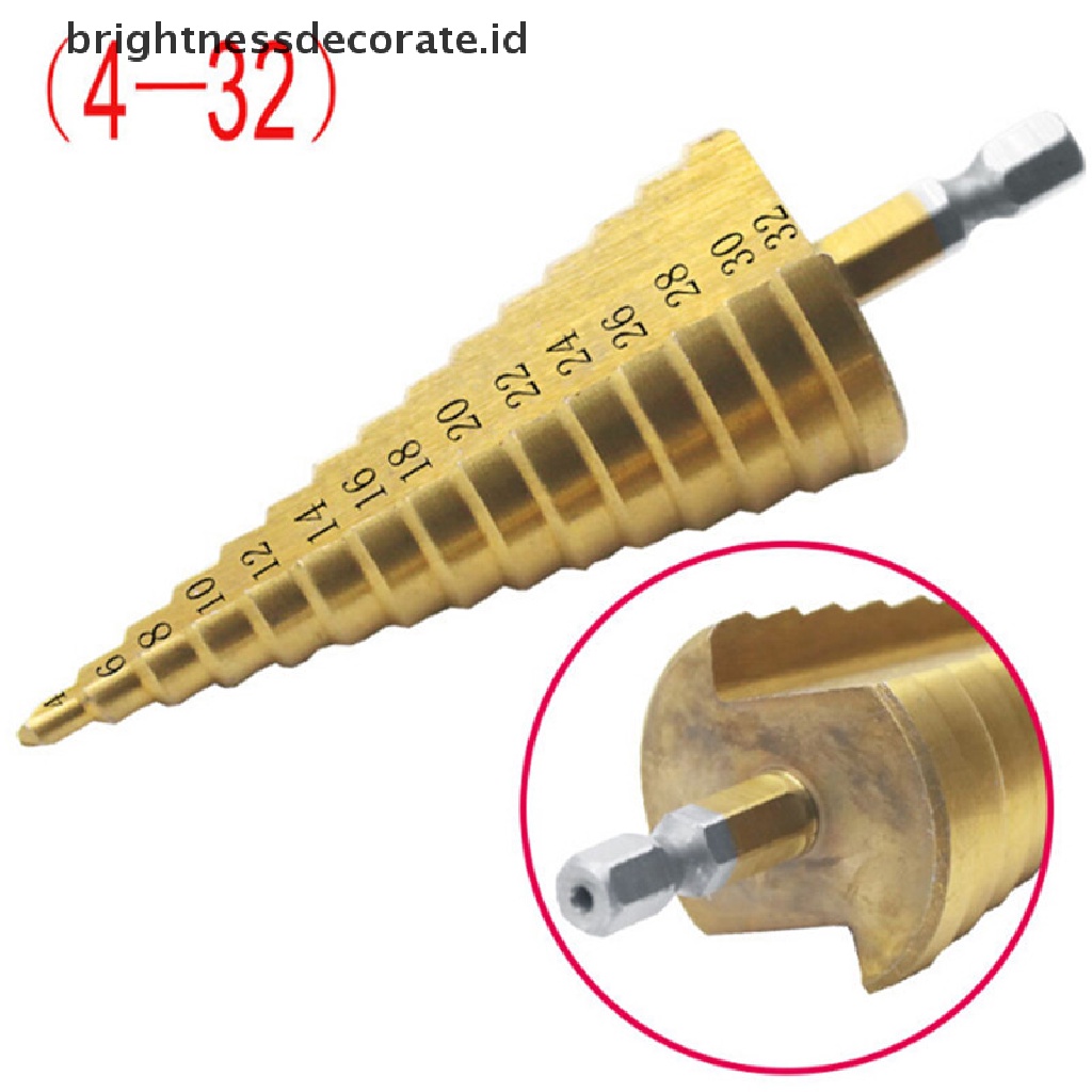 [Birth] Besar HSS Steel Step Cone Drill Titanium Bit Set Pemotong Lubang 4-12/20/32mm [ID]